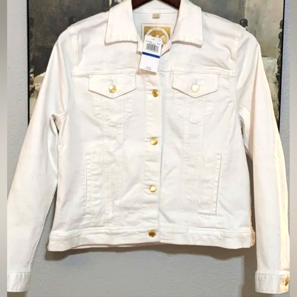 Michael Kors Basic Denim Button Front Jacket NWT - White/M